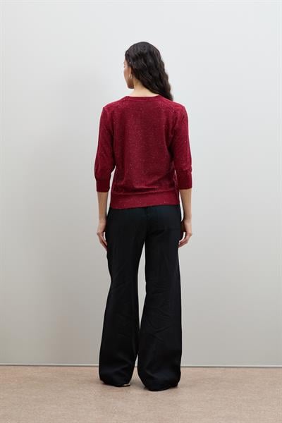 Свитер с V-образным вырезом и микро-пайетками