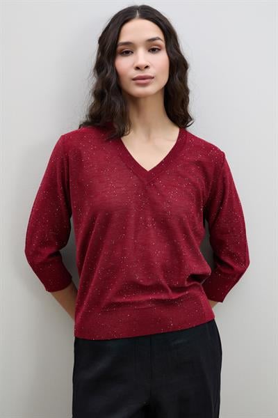 Свитер с V-образным вырезом и микро-пайетками