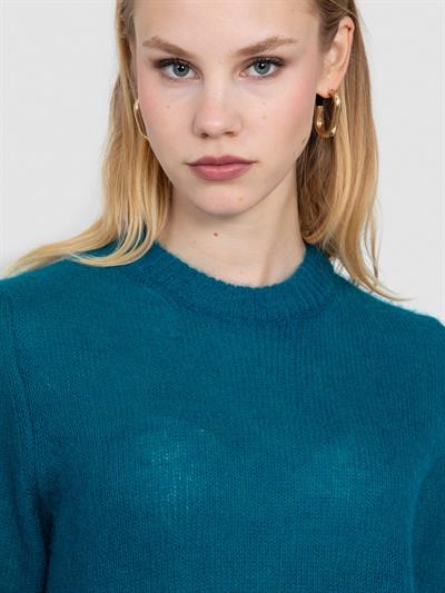 Полупрозрачный свитер с вырезом с надписью KZK8524PETROL