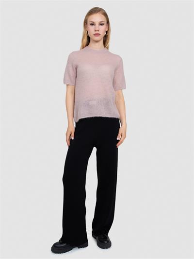 Полупрозрачный свитер с вырезом с надписью KZK8524PUDRA