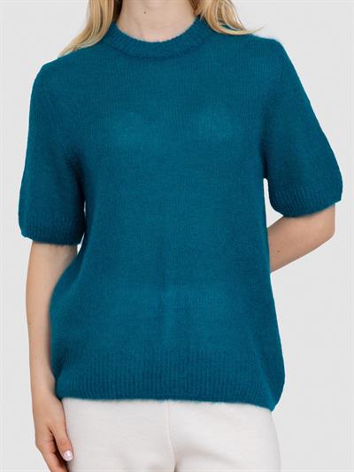 Полупрозрачный свитер с вырезом с надписью KZK8524PETROL