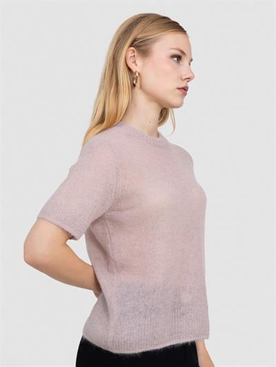 Полупрозрачный свитер с вырезом с надписью KZK8524PUDRA