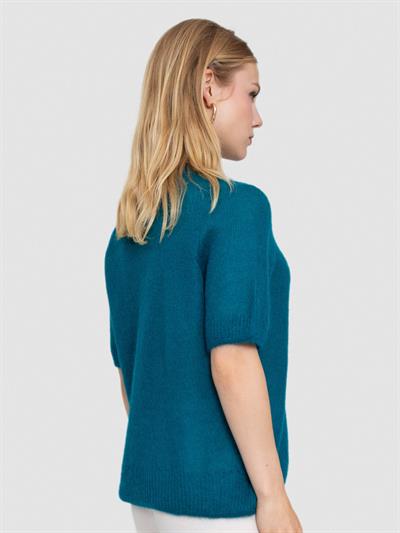 Полупрозрачный свитер с вырезом с надписью KZK8524PETROL