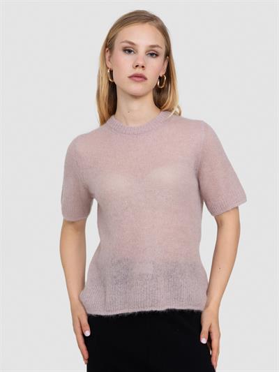 Полупрозрачный свитер с вырезом с надписью KZK8524PUDRA