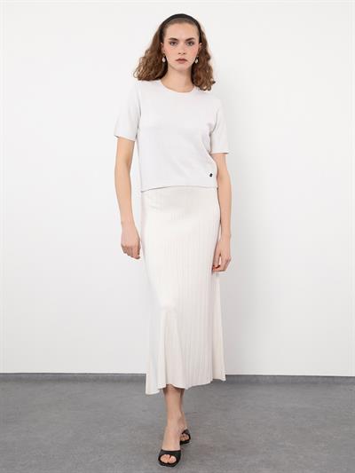 Юбка-миди с металлизированной пряжкой и высокой талией ETK9730KEMIK