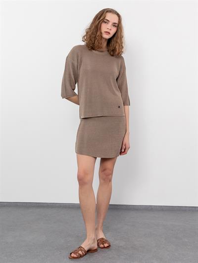 Трикотажная мини-юбка с высокой талией ETK8036VIZON