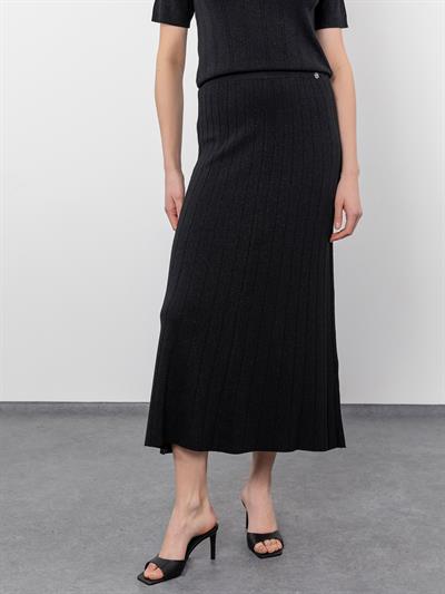 Юбка-миди с металлизированной пряжкой и высокой талией ETK9730SIYAH
