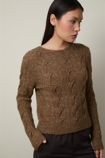 Свитер из шерстяной смеси с круглым вырезом KZK13498KAHVE