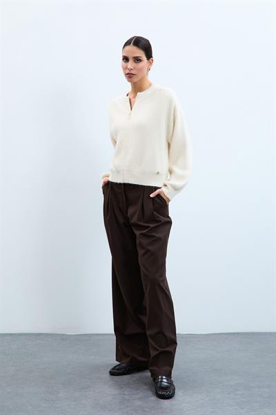 Кардиган с молнией и деталями из шерстяной смеси HRK10778KEMİK