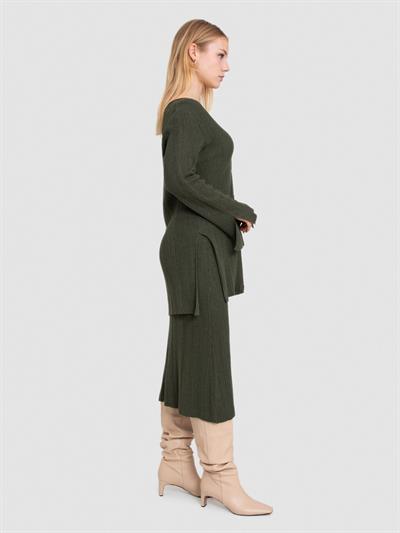 Кардиган из смесовой шерсти в рубчик HRK8270HAKI