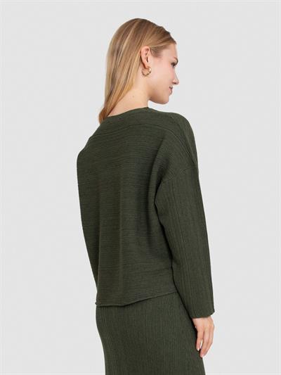 Свитер текстурированной вязки из смесовой шерсти KZK8272HAKI