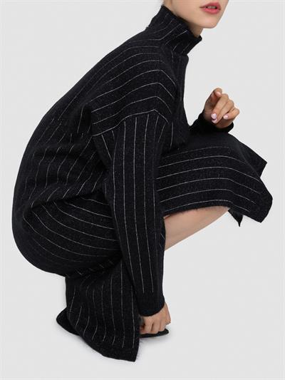 Платье из смесовой шерсти с матовым эффектом и металлизированной нитью ELB8354SIYAH