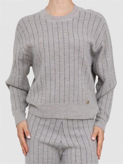 Свитер с буквенным вырезом из фактурной смеси шерсти и анонимности металлизиров KZK8350BEJ