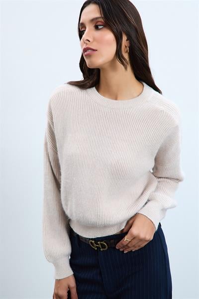 Свитер с круглым вырезом и плечевыми деталями из шерстяной смеси KZK10538TAS