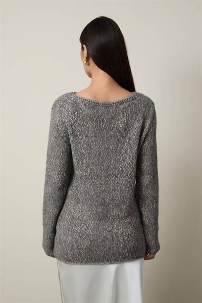 Свитер из шерстяной смеси с воротниковой деталью KZK13594GRİ