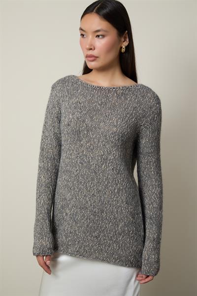 Свитер из шерстяной смеси с воротниковой деталью KZK13594GRİ