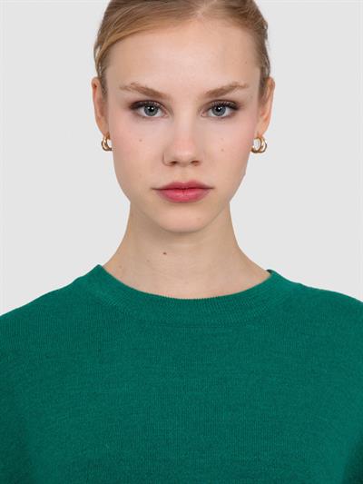 Система Свитер с вырезом из смесей шерсти и кашемиры KZK6442YEŞIL
