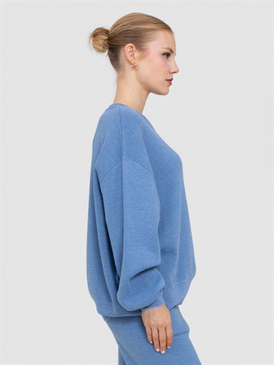 Система Свитер с вырезом из смесей шерсти и кашемиры KZK6442KOYU MAVİ
