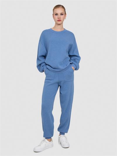 Система Свитер с вырезом из смесей шерсти и кашемиры KZK6442KOYU MAVİ