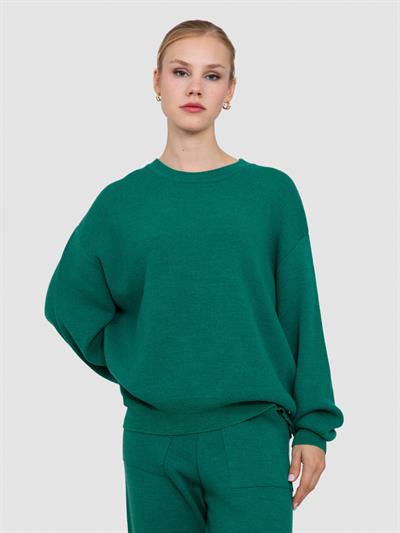 Система Свитер с вырезом из смесей шерсти и кашемиры KZK6442YEŞIL