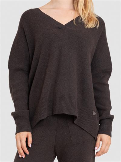 Свитер из смеси шерсти и кашемира с V-образным вырезом KZK6468KAHVE