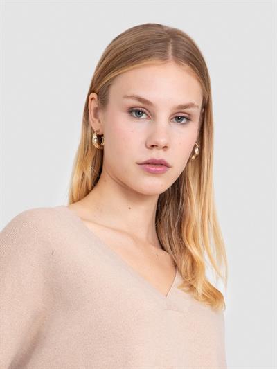 Свитер из смеси шерсти и кашемира с V-образным вырезом KZK6468BEJ