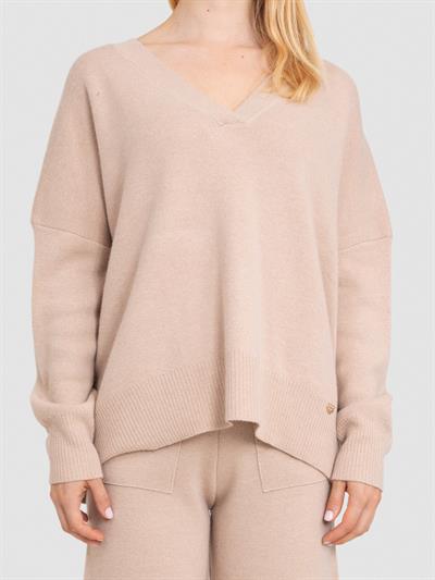 Свитер из смеси шерсти и кашемира с V-образным вырезом KZK6468BEJ