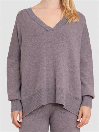 Свитер из смеси шерсти и кашемира с V-образным вырезом KZK6468KOYU GRI PUDRA