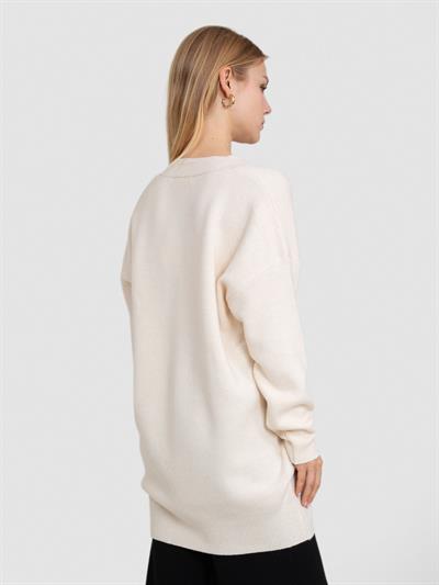 Туника из смеси шерсти и кашемира с V-образным вырезом TNK7274AÇIK BEJ