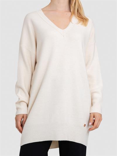 Туника из смеси шерсти и кашемира с V-образным вырезом TNK7274AÇIK BEJ