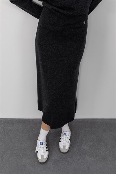 Юбка миди с разрезами из смеси шерсти и кашемира ETK9754ANTRASİT