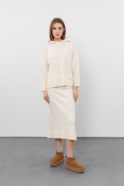 Юбка миди с разрезами из смеси шерсти и кашемира ETK9754KEMİK