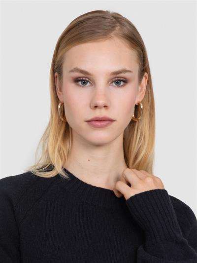 Свитер косой завязки из органической шерсти и ткани KZK8666SIYAH