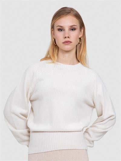 Свитер косой завязки из органической шерсти и ткани KZK8666KEMIK