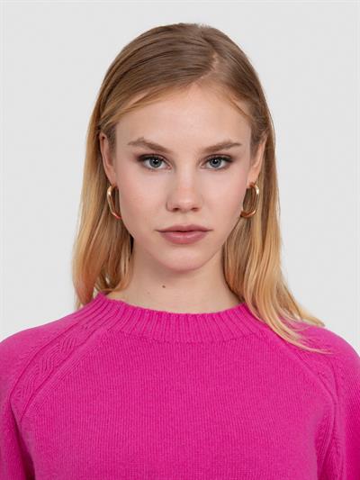 Свитер косой завязки из органической шерсти и ткани KZK8666FUSYA