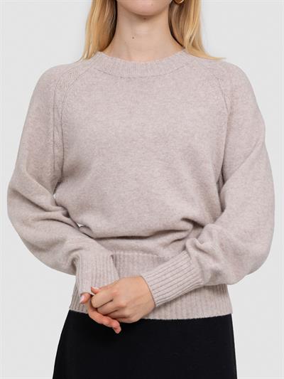 Свитер косой завязки из органической шерсти и ткани KZK8666BEJ