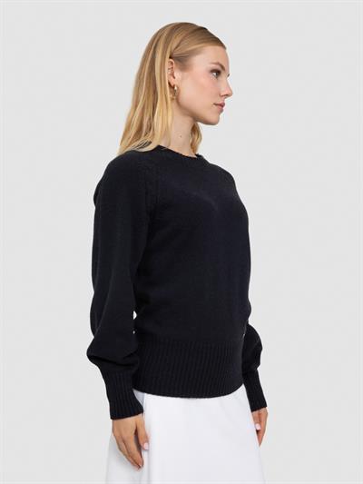 Свитер косой завязки из органической шерсти и ткани KZK8666SIYAH