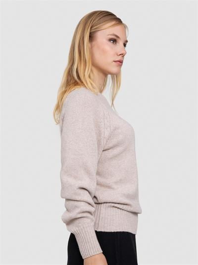 Свитер косой завязки из органической шерсти и ткани KZK8666BEJ