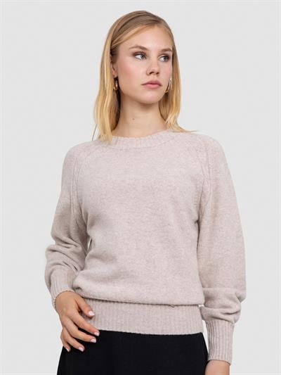 Свитер косой завязки из органической шерсти и ткани KZK8666BEJ