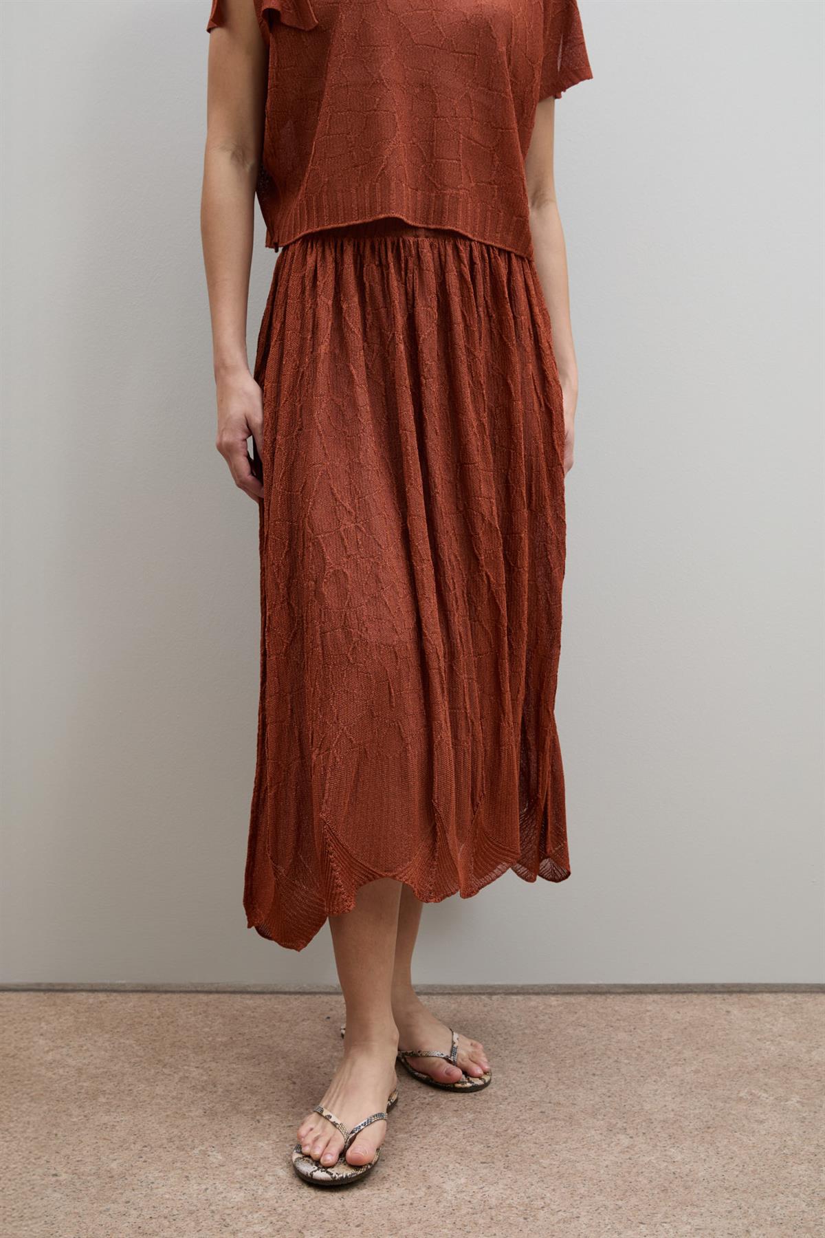 Open-Knit Textured High-Waisted Skirt