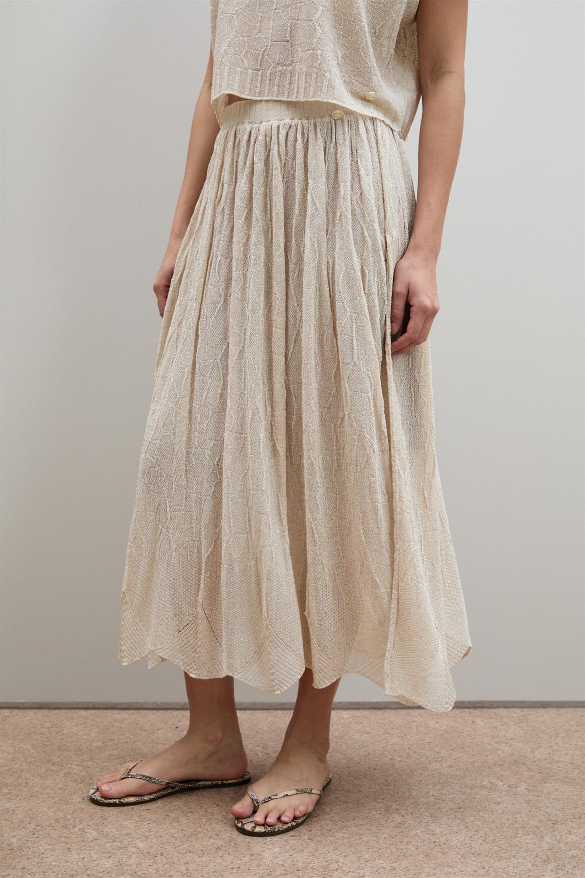Open-Knit Textured High-Waisted Skirt