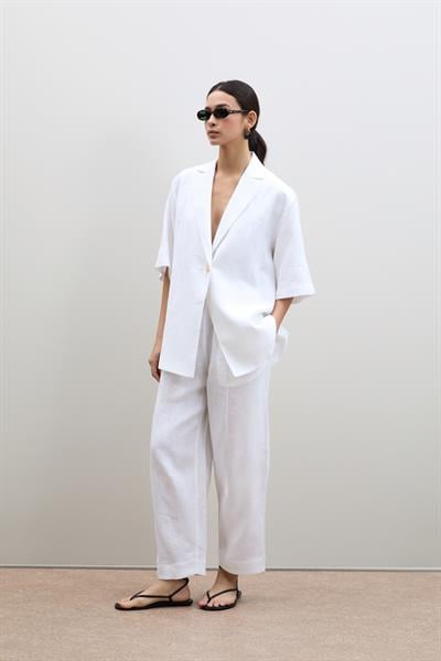 %100 Keten Oversize Düğme Detaylı Ceket
