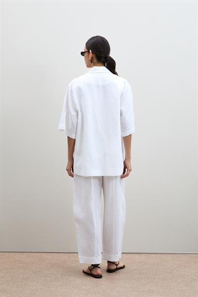 %100 Keten Oversize Düğme Detaylı Ceket