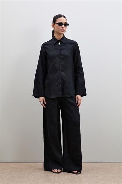 %100 Keten Oversize Gömlek