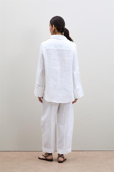 %100 Keten Oversize Gömlek