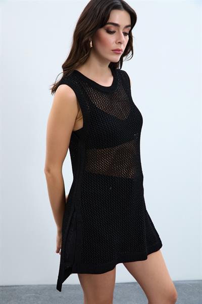 Open-Knit Tunic with Metallic Thread