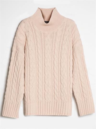 Alpaca Blend Cable-Knit High Neck Sweater