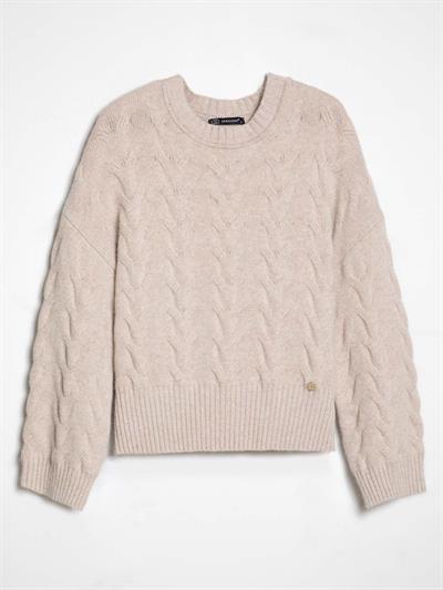 Cable-Knit Round Neck Sweater