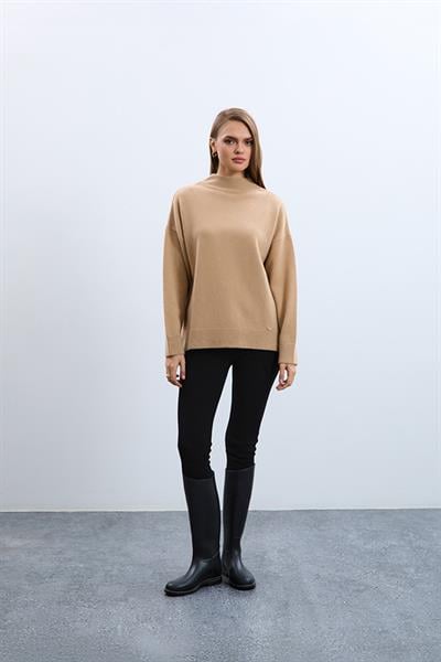 Cashmere and Wool Blend High Neck Sweater