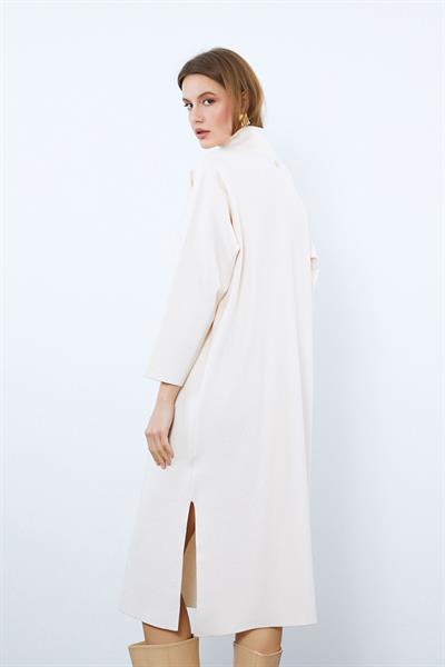 Organic Cotton Blend High Neck Dress with Slit Detail